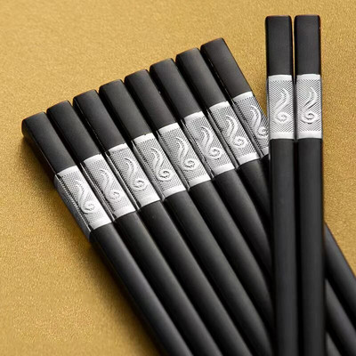 5 pár kínai pálcika, élelmiszeripari minőségű műanyag + ötvözött ételpálcika, csúszásmentes, újrafelhasználható pálcika sushi étkészletekhez