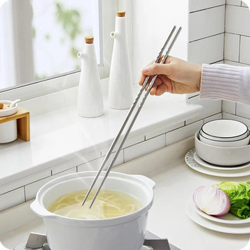 1 Ζεύγος Chopsticks Μαγειρικής Chopsticks από ανοξείδωτο ατσάλι Extra Long Frying Chopsticks Hot Pot Long Chopsticks Πλένεται στο πλυντήριο πιάτων 38cm