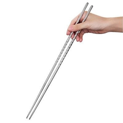 1 pár főzőpálcika rozsdamentes acél pálcika Extra hosszú sütéshez pálcika Hot Pot hosszú pálcika Mosogatógépben mosható 38 cm