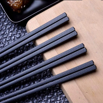1 ζεύγος κινέζικα chopsticks φαγητού Sticks σούσι αντιολισθητικά που πλένονται ασφαλή πιάτα από κράμα μπαμπού σε μορφή σνακ κατηγορίας τροφίμων σετ επιτραπέζια σκεύη μαύρο