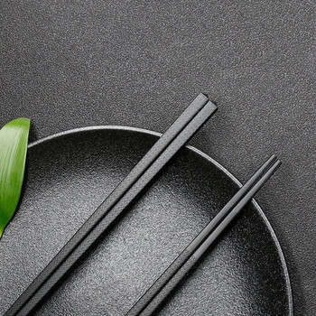 1 ζεύγος κινέζικα chopsticks φαγητού Sticks σούσι αντιολισθητικά που πλένονται ασφαλή πιάτα από κράμα μπαμπού σε μορφή σνακ κατηγορίας τροφίμων σετ επιτραπέζια σκεύη μαύρο