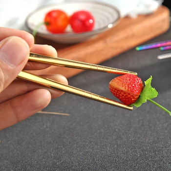 1-5 чифта Китайски пръчици за многократна употреба Неплъзгащи се китайски пръчици за ядене Комплект пръчици от неръждаема стомана Храна Пръчка за суши Кухненски инструмент