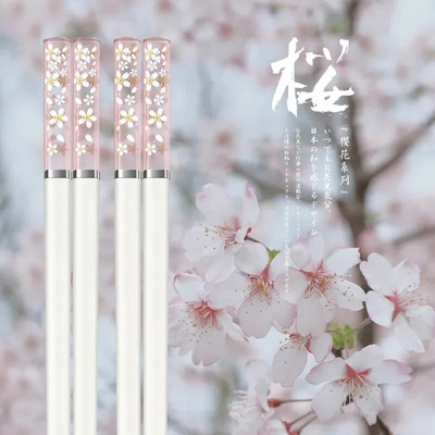 1/5/10 Pár Borostyán Sakura Evőpálcika Cseresznyevirág Szirmok Minta Csúszásmentes Sushi Stick Evőpálcikák Környezetbarát Ételpálcikák