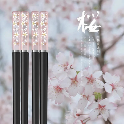 1/5/10 Pár Borostyán Sakura Evőpálcika Cseresznyevirág Szirmok Minta Csúszásmentes Sushi Stick Evőpálcikák Környezetbarát Ételpálcikák