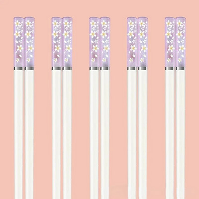 1/5/10 Pár Borostyán Sakura Evőpálcika Cseresznyevirág Szirmok Minta Csúszásmentes Sushi Stick Evőpálcikák Környezetbarát Ételpálcikák