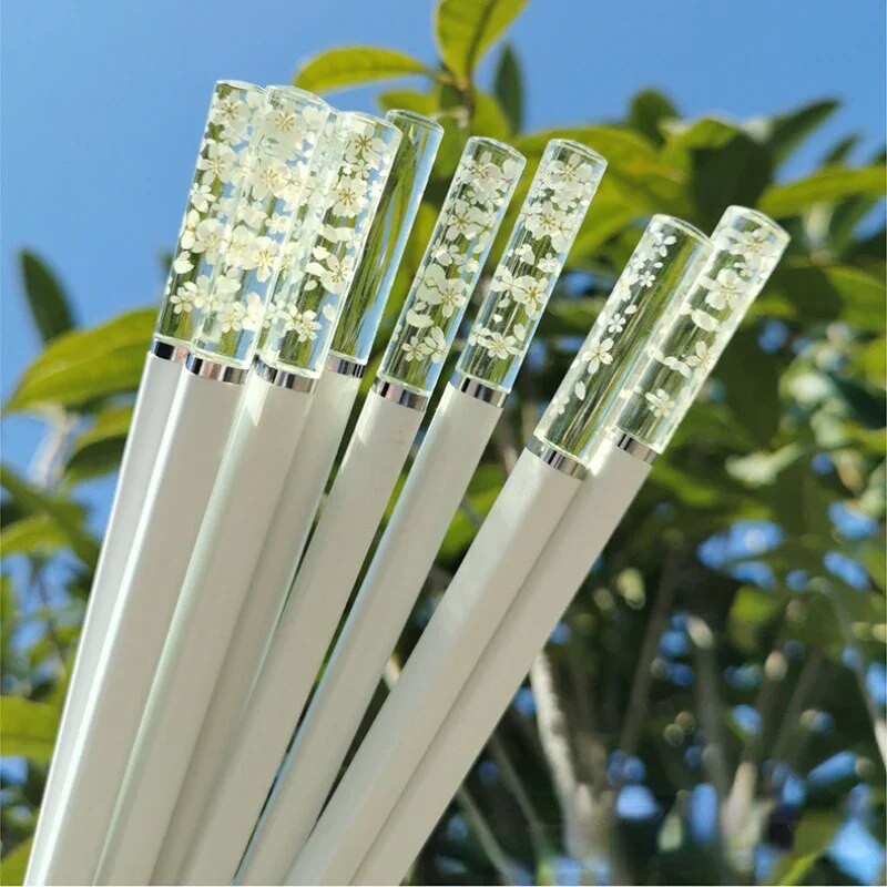 1/5/10 Pár Borostyán Sakura Evőpálcika Cseresznyevirág Szirmok Minta Csúszásmentes Sushi Stick Evőpálcikák Környezetbarát Ételpálcikák