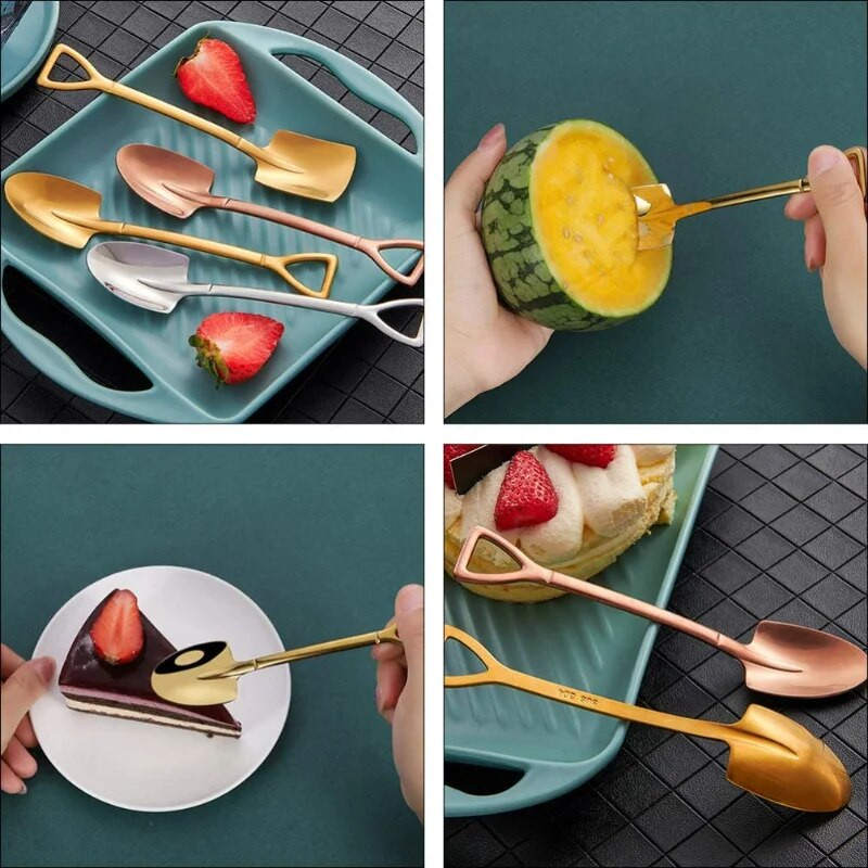 4/2/1db Lapát kanalak Rozsdamentes acél kávé teáskanál Kreatív fagylalt desszert görögdinnye kanál Konyhai étkészlet evőeszköz készlet