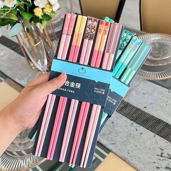 5 Ζεύγη επαναχρησιμοποιήσιμα πεντάχρωμα ξυλάκια τραπεζαρίας Sushi Food Multicolor Chop Sticks Οικιακά επιτραπέζια σκεύη