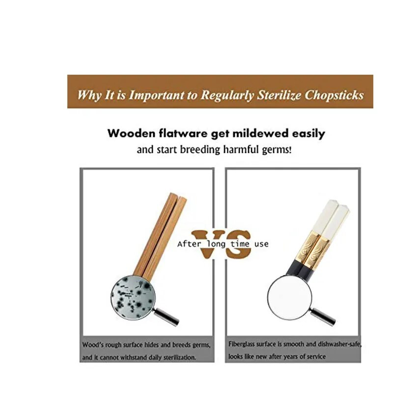 10 pár 24 cm-es borostyán színű koreai pálcika pálcika szett Antibakteriális, csúszásmentes sushi rudak ételpálcikák konyhai kellékek