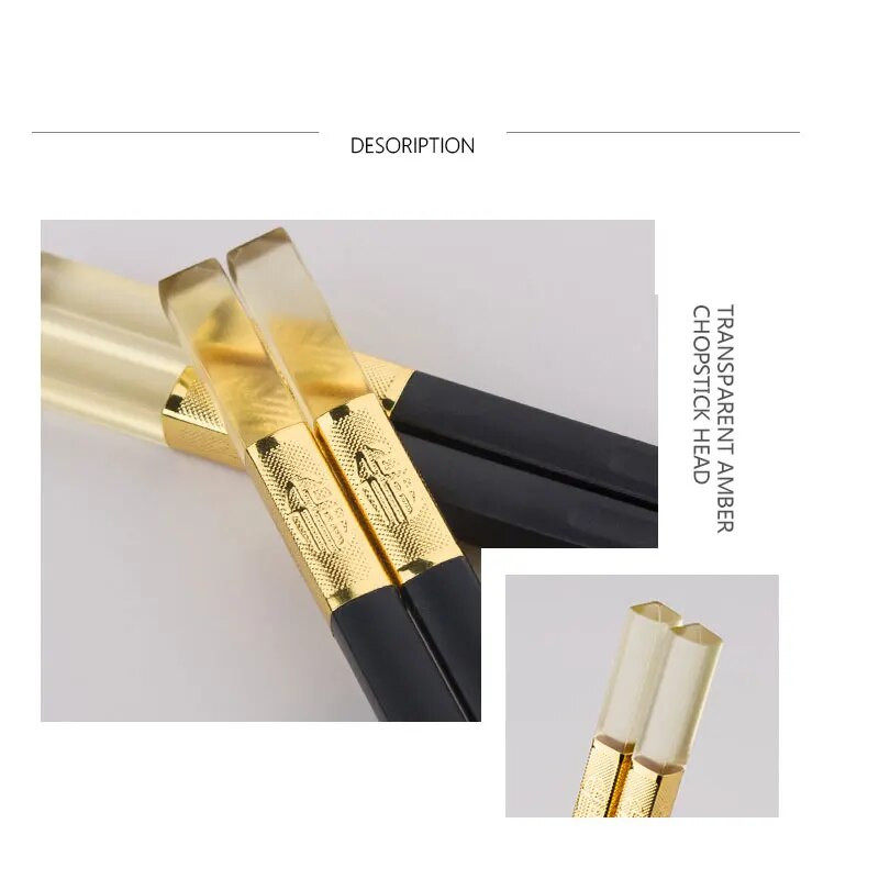 10 pár 24 cm-es borostyán színű koreai pálcika pálcika szett Antibakteriális, csúszásmentes sushi rudak ételpálcikák konyhai kellékek