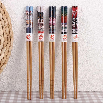 Комплект пръчици за многократна употреба, 5 чифта, ръчно изработени в японски стил, пръчици от естествено дърво, храна за суши, котешки цветя, дървени пръчици за хранене
