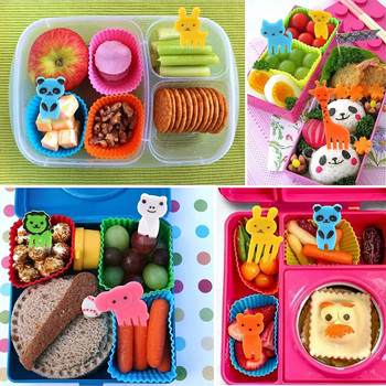 Χαριτωμένα μίνι ζωικά κινούμενα σχέδια Επιλογές φαγητού για παιδιά Σνακ Κέικ Επιδόρπιο Φαγητό Πιρούνια φρούτων, Αξεσουάρ κουτί μεσημεριανού γεύματος για παιδιά σχολείου