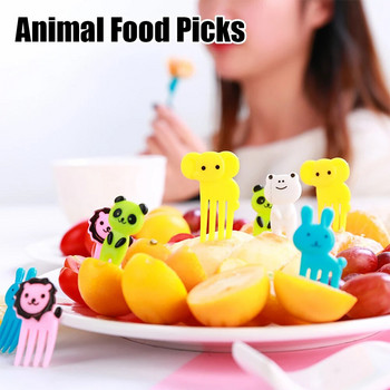 Мини вилици Избор на храна за животни за деца Сладка вилица за плодове Bento Декор на кутия за многократна употреба Анимационен филм Детска закуска Торта Десерт Обяд Избор