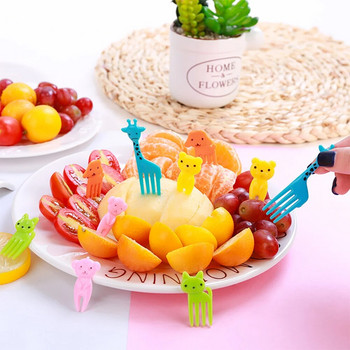 Мини вилици Избор на храна за животни за деца Сладка вилица за плодове Bento Декор на кутия за многократна употреба Анимационен филм Детска закуска Торта Десерт Обяд Избор