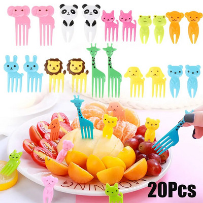 Mini Forks Animal Food Pick gyerekeknek Aranyos Gyümölcsvilla Bento Doboz Dekor Újrafelhasználható Rajzfilm Gyermekek Snack Torta Desszert Ebéd Pick