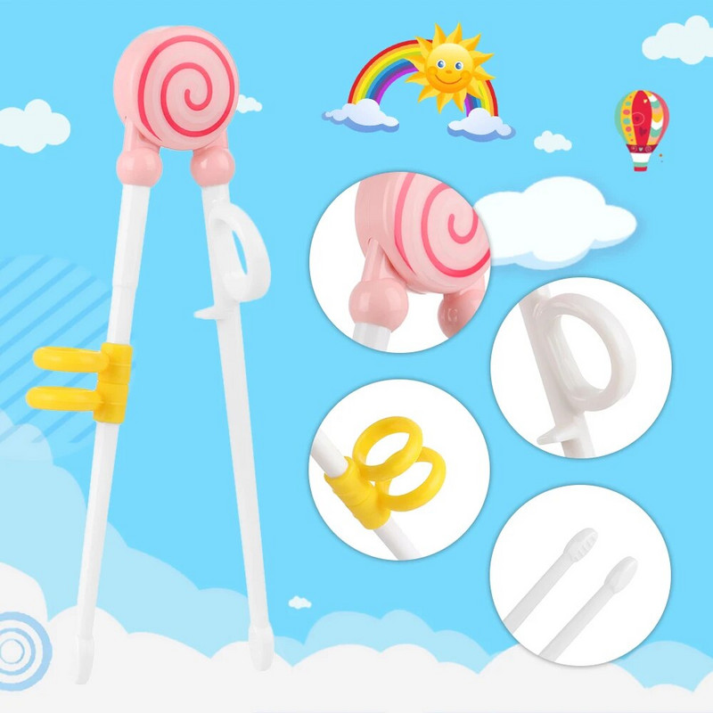 1 db rajzfilm pálcika Gyerekek edzés evés pálcika Ismerje meg a pálcikákat a helyes használatban. Aranyos kölyök gyakorlat pálcika műanyag