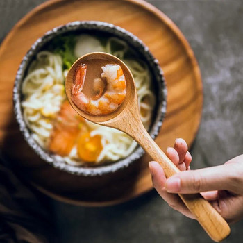 1PC Чаени лъжици Лъжица за супа от естествено дърво Творчески лъжици Кухненски инструменти за готвене Домашни прибори за хранене