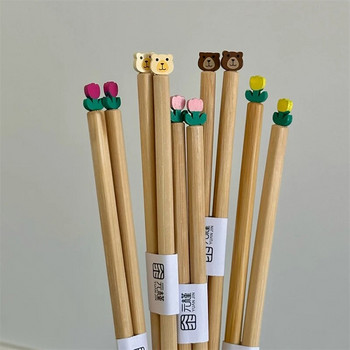 Kawaii Bear Flower Китайски пръчици за хранене Сладки японски корейски пръчици за суши за деца Обучение на възрастни Tablewar Кухненски аксесоари