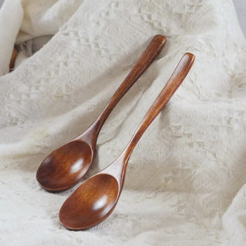 1 бр. Дървена лъжица Бамбукова кухненска посуда за готвене Инструмент Чаена лъжичка за супа Кетъринг за дървена лъжица