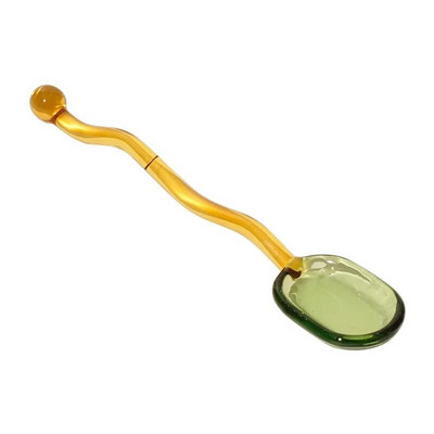 Creative Glass Milk Poons Χρωματιστό διαφανές επιδόρπιο καφέ Ανακατεύοντας κουτάλι μακριά λαβή Στρογγυλή ράβδος αναδευτήρα επιτραπέζιων σκευών κουζίνας 1 τεμ.