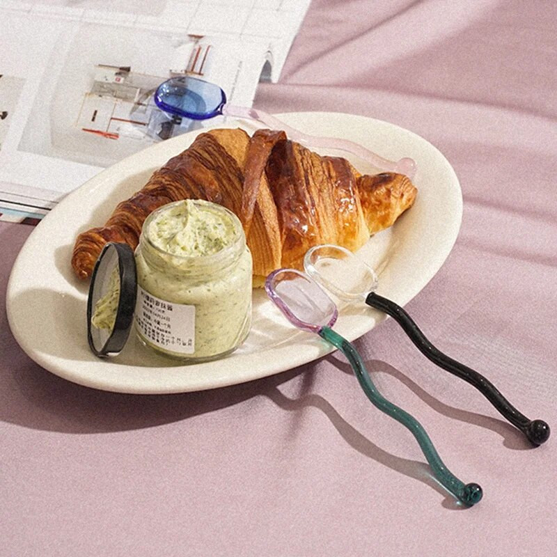 Kreatív üveg tejkanalak színes átlátszó kávé desszert keverőkanál, hosszú nyelű, kerek konyhai étkészlet, keverőrúd 1 db