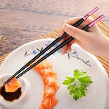 1 чифт пръчици за японско суши, метални пръчици, пръчици за многократна употреба, трапезария, пръчици за хранене, суши, съдове за хранене