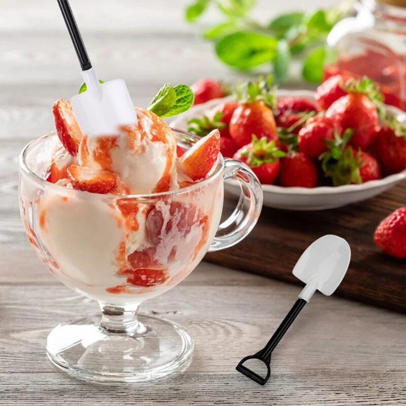Lingură de desert Mini linguriță de lopată Lingură de prăjitură de înghețată în ghiveci pentru copii Desert, ceai, linguri de cafea, consumabile de petrecere de unică folosință 50 buc