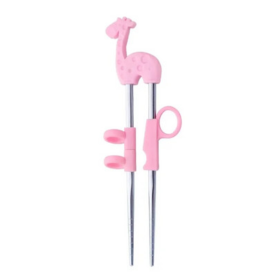 1 Ζεύγος chopsticks από ανοξείδωτο ατσάλι για παιδιά εκμάθησης κινουμένων σχεδίων Chop sticks επαναχρησιμοποιήσιμα εκπαιδευτικά chopsticks Cute Children Σετ επιτραπέζια σκεύη