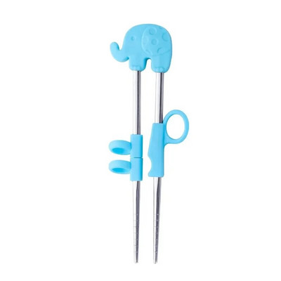 1 Ζεύγος chopsticks από ανοξείδωτο ατσάλι για παιδιά εκμάθησης κινουμένων σχεδίων Chop sticks επαναχρησιμοποιήσιμα εκπαιδευτικά chopsticks Cute Children Σετ επιτραπέζια σκεύη