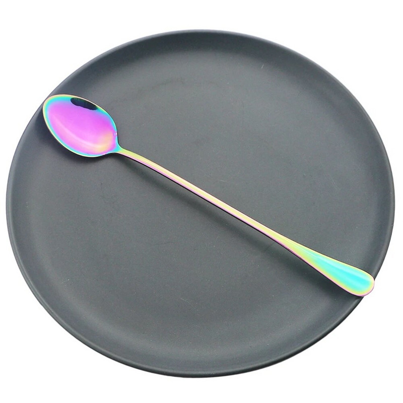 4 db gyümölcslé kávé keverő kanál készlet színes evőeszközök teáskanál étkészlet fagylalt hosszú nyelű gombóc ezüst edények konyhai eszközök