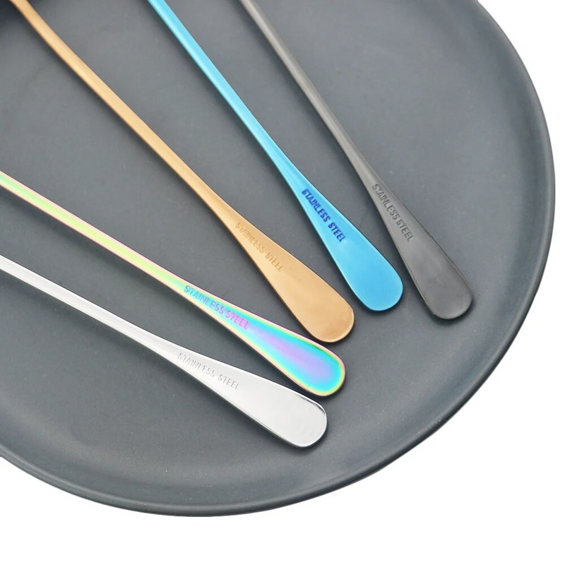 4 db gyümölcslé kávé keverő kanál készlet színes evőeszközök teáskanál étkészlet fagylalt hosszú nyelű gombóc ezüst edények konyhai eszközök