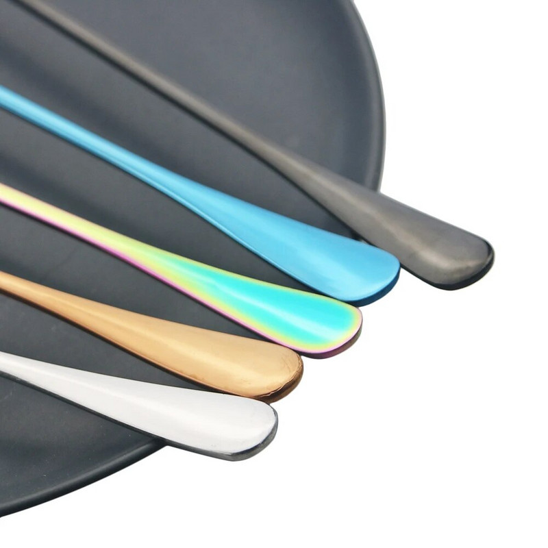 4 db gyümölcslé kávé keverő kanál készlet színes evőeszközök teáskanál étkészlet fagylalt hosszú nyelű gombóc ezüst edények konyhai eszközök