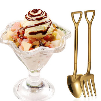 Hot Shovel Shape Παγωτό Κουτάλι & Πιρούνι Πολύχρωμο Κουτάλι Πιρούνι Μακρύ Λαβή Εργαλείο Καφέ Αξεσουάρ Κουζίνας Παγωτό