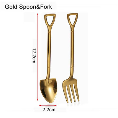 Hot Shovel Shape Παγωτό Κουτάλι & Πιρούνι Πολύχρωμο Κουτάλι Πιρούνι Μακρύ Λαβή Εργαλείο Καφέ Αξεσουάρ Κουζίνας Παγωτό