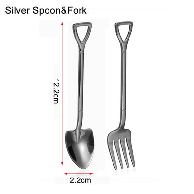 Hot Shovel Shape Παγωτό Κουτάλι & Πιρούνι Πολύχρωμο Κουτάλι Πιρούνι Μακρύ Λαβή Εργαλείο Καφέ Αξεσουάρ Κουζίνας Παγωτό