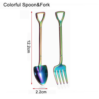 Hot Shovel Shape Παγωτό Κουτάλι & Πιρούνι Πολύχρωμο Κουτάλι Πιρούνι Μακρύ Λαβή Εργαλείο Καφέ Αξεσουάρ Κουζίνας Παγωτό