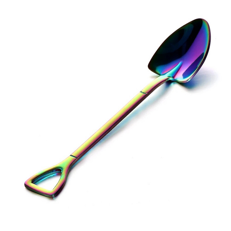 Forró lapát alakú fagylalt kanál és villa Többszínű kanál villa, hosszú nyelű kávé fagylalt szerszám Konyhai kiegészítők