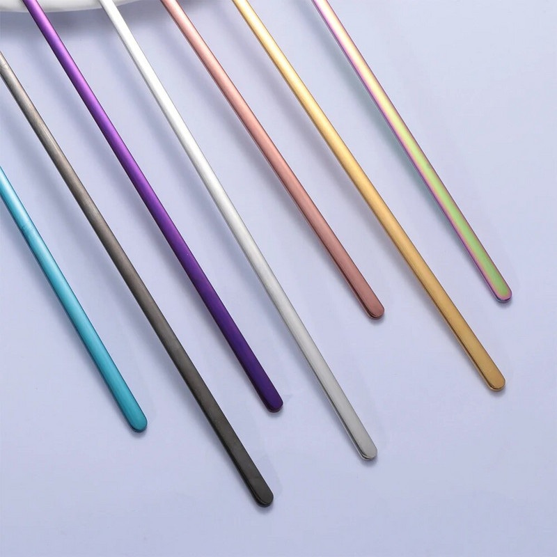 Szivárvány színű kávétea keverőkanál hosszú nyelű fagylalt desszert kanalak környezetbarát rozsdamentes acél étkészlet konyhai kellékek