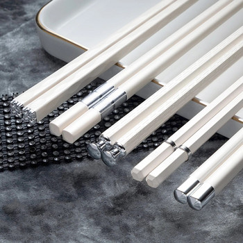 5 ζεύγη επαναχρησιμοποιήσιμα κινέζικα ξυλάκια επαναχρησιμοποιήσιμα κράμα αντιολισθητικά Σετ ιαπωνικά μπριζόλα σούσι Σετ ξυλάκια ξυλάκια κουζίνας Δώρο