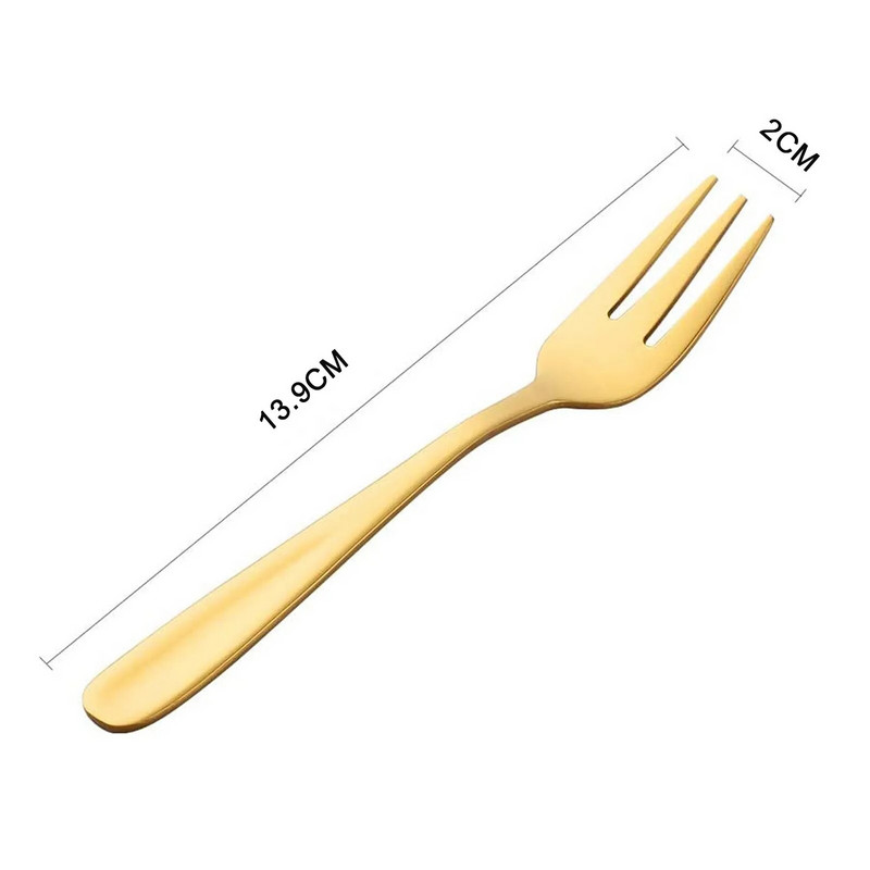 Süteményvilla rozsdamentes acél arany villák gyümölcssalátához, ételválogatás Hasznos desszert kis villa étkészlethez 8db