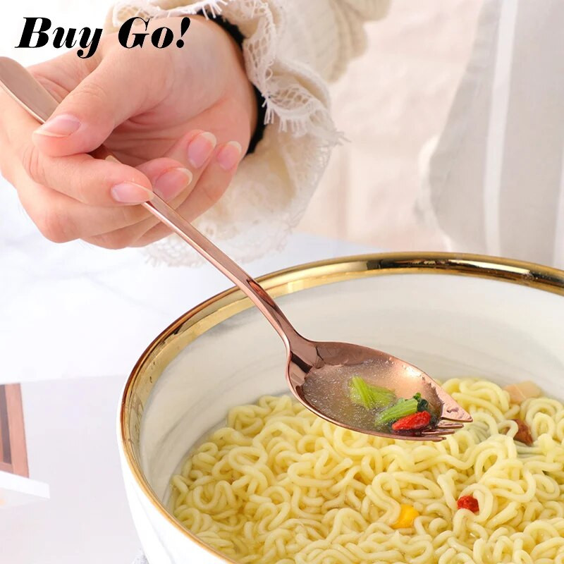 Kreatív tervezésű konyhai étkészletek 3 az 1-ben rozsdamentes acél színes Sporks desszert villa kanál tészta saláta gyümölcs edények