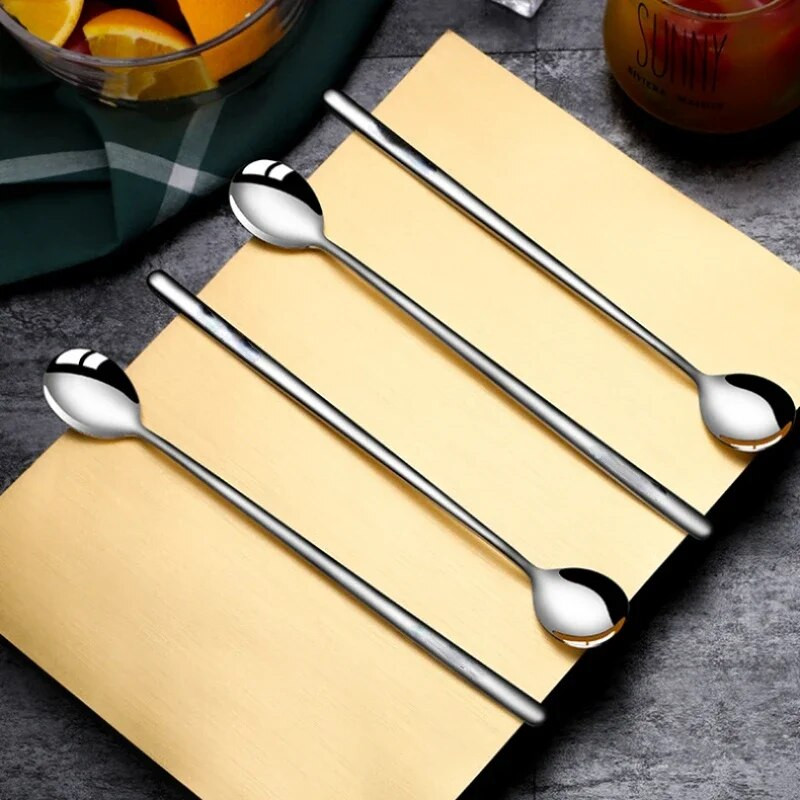 304 rozsdamentes acél étkészlet kanál teáskanál desszert kávé fagylalt kanalak konyhai kiegészítők báreszközök új hosszú nyél