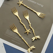 Νέο επιδόρπιο πιρούνι Vintage Dragonfly Branches Leaves Shape Mini Ice Cream Coffee Milk Mixing Fork Exquisite πιρούνι Επιτραπέζια σκεύη κουζίνας