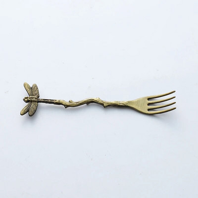 Νέο επιδόρπιο πιρούνι Vintage Dragonfly Branches Leaves Shape Mini Ice Cream Coffee Milk Mixing Fork Exquisite πιρούνι Επιτραπέζια σκεύη κουζίνας