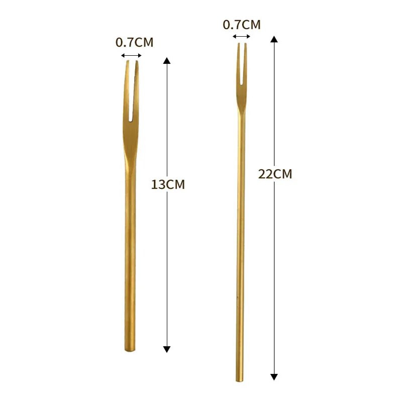 Rozsdamentes acél arany gyümölcsvilla desszert tortához Snack Villák Születésnapi Party West étkészletek Rövid/hosszú nyelű konyhai kiegészítők