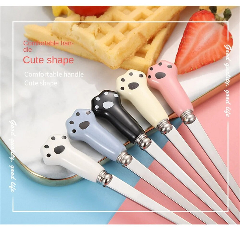 1db rozsdamentes acél kés villa kanál fagylalt desszert kanál Rajzfilm Kanálfesztivál étkészlet Ajándék gyerekeknek Konyhai eszközök