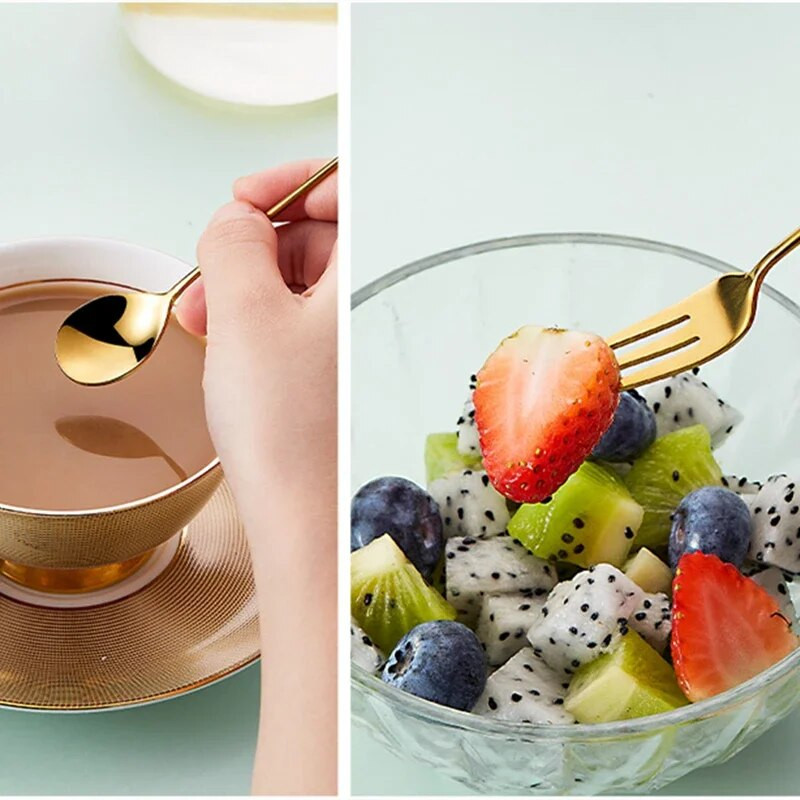 Macska Halkanalak Villák Rozsdamentes acél Gyerekek Desszert Konyhai Evőeszközök Fagylalt Torta Kávé Méz Keverő Fűszeres Kanál Villa