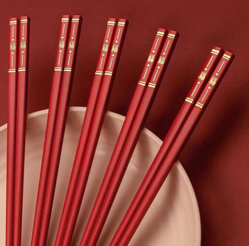 10 ζεύγη Ιαπωνικά κινέζικα ξυλάκια για κατανάλωση φαγητού Επιτραπέζια σκεύη κουζίνας Κορεάτικα ξυλάκια από κράμα αντιολισθητικά επαναχρησιμοποιούμενα