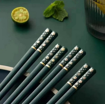 10 чифта японски китайски пръчици за ядене на храна суши пръчици за многократна употреба нехлъзгаща се сплав корейски пръчици кухненска посуда