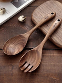 onlycook διπλής χρήσης Salah πιρούνι κουτάλι Ενσωματωμένο οικιακό ξύλινο κουτάλι για σούπα Κουτάλι ανάμειξης Μεγάλο ξύλινο κουτάλι ιαπωνικού στυλ